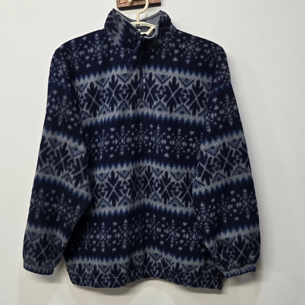 VTG 90s Bugle Boy Men XL Fleece‎ Pullover Jacket 1/4 Zip Mock Neck Nordic Cabin